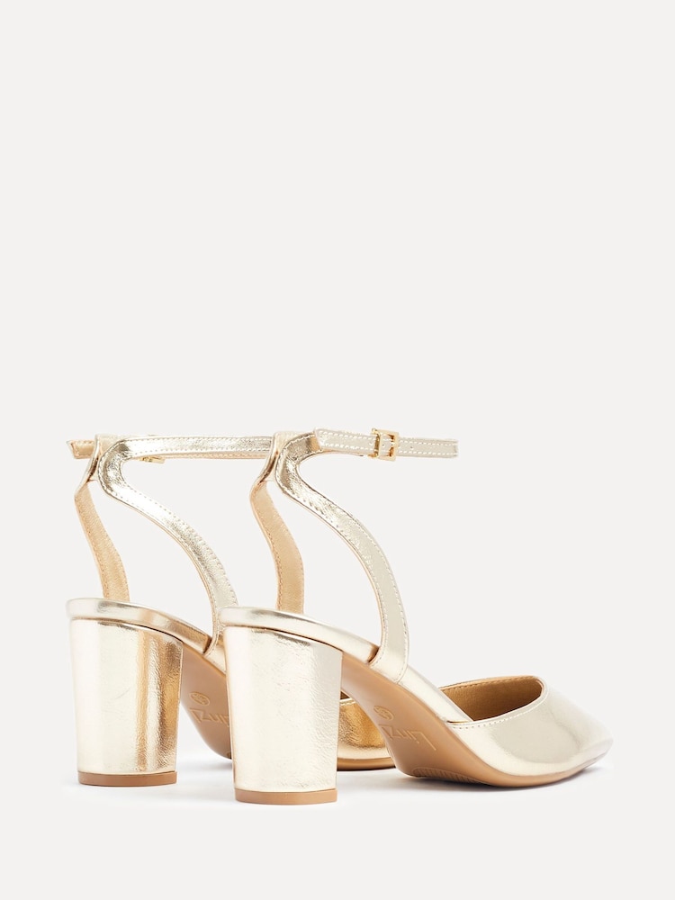 Linzi Gold Rendall Open Back Block Heeled Court Shoes - Image 4 of 5