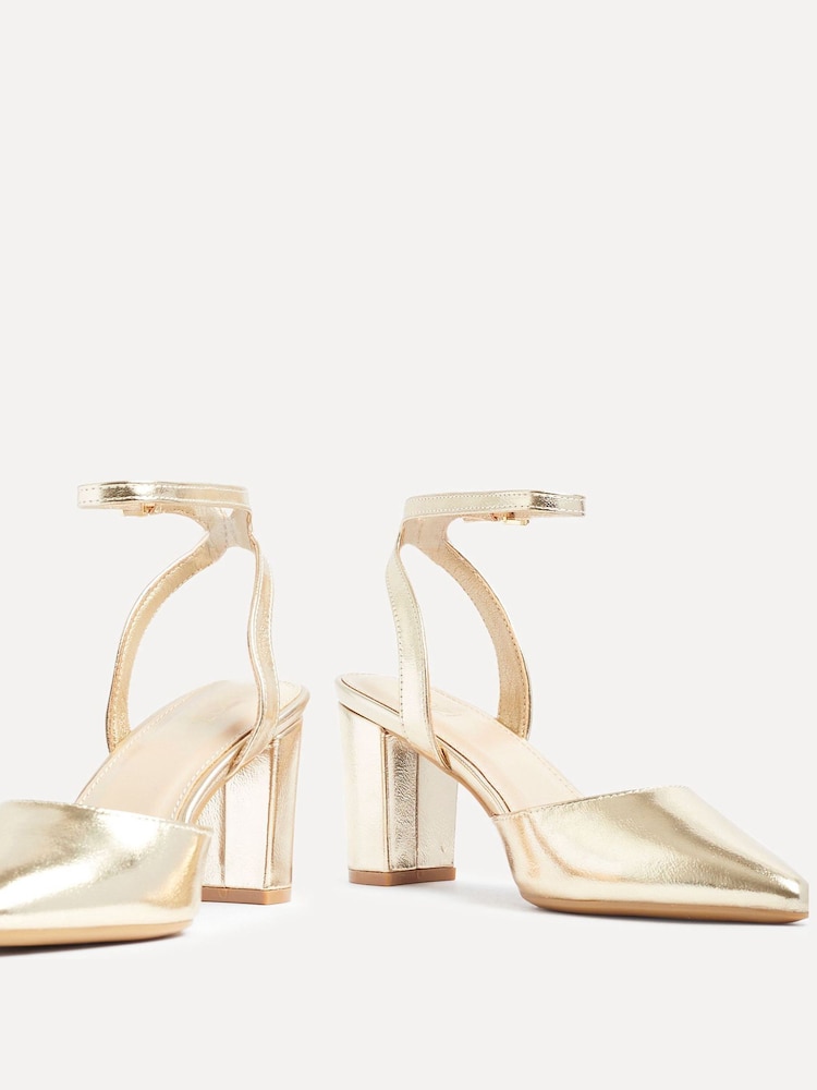 Gold - Linzi Rendall Open Back Block Heeled Court Shoes - Image 5 of 5 Gold - Linzi Rendall Open Back Block Heeled Court Shoes - Image 5 of 5