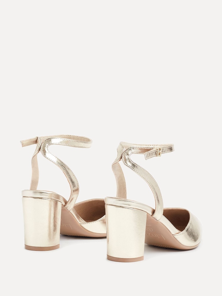 Linzi Gold Wide Fit Lori Wide Fit Pointed Toe Court Shoes - Image 3 of 5