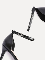 Linzi Black PU Thea Closed Back Stiletto Court Heels With Ankle Strap - Image 10 of 10