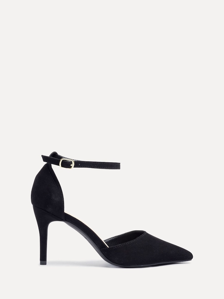 Linzi Black Wide Fit Lavora Wide Fit Stiletto Court Shoes With Ankle Strap - Image 2 of 5