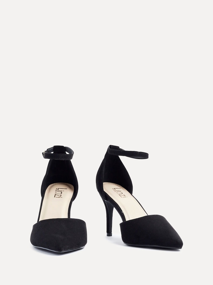 Linzi Black Wide Fit Lavora Wide Fit Stiletto Court Shoes With Ankle Strap - Image 3 of 5