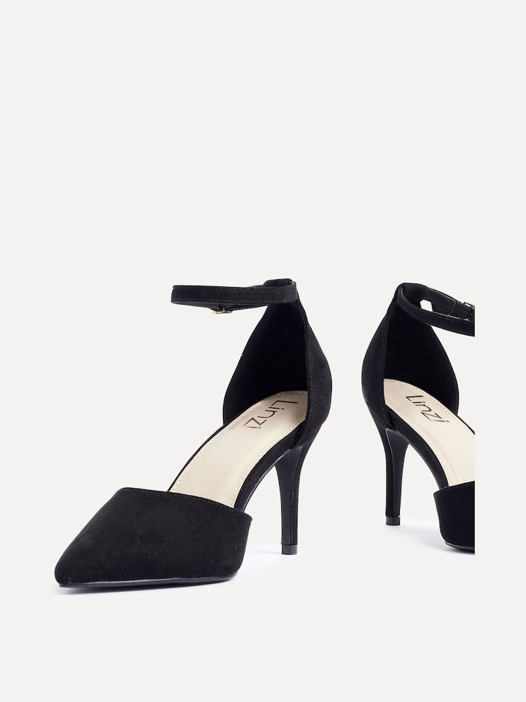 Linzi Black Wide Fit Lavora Wide Fit Stiletto Court Shoes With Ankle Strap - Image 4 of 5
