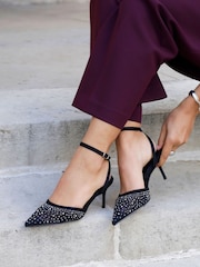 Linzi Black Krystal Diamante Embellished Court Heels - Image 1 of 5