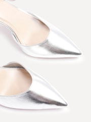 Linzi Silver Thea Closed Back Stiletto Court Heels With Ankle Strap - Image 9 of 10