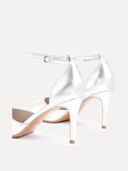 Linzi Silver Thea Closed Back Stiletto Court Heels With Ankle Strap - Image 7 of 10