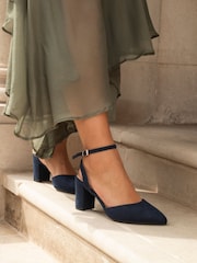 Linzi Blue Wide Fit Lori Wide Fit Pointed Toe Court Shoes - Image 1 of 6