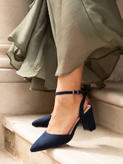 Linzi Blue Wide Fit Lori Wide Fit Pointed Toe Court Shoes - Image 2 of 6