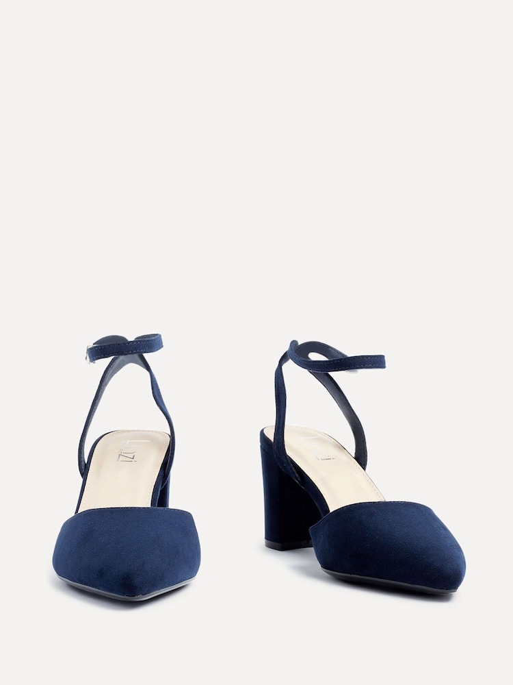 Linzi Blue Wide Fit Lori Wide Fit Pointed Toe Court Shoes - Image 4 of 6