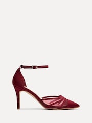 Linzi Red Wide Fit Tianey Wide Fit Court Stiletto Shoes With Mesh Front Detail - Image 3 of 6