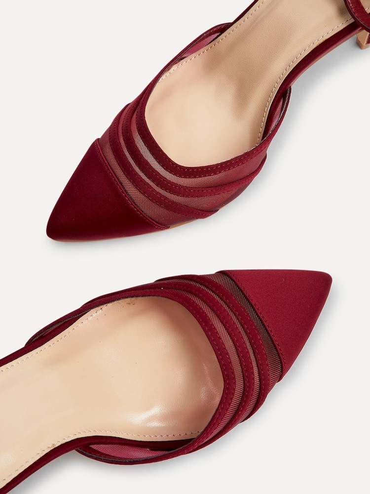 Linzi Red Wide Fit Tianey Wide Fit Court Stiletto Shoes With Mesh Front Detail - Image 6 of 6