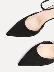 Linzi Black Suede Thea Closed Back Stiletto Court Heels With Ankle Strap - Image 5 of 5