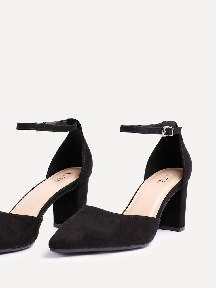 Linzi Black Leona Closed Back Court Block Heels - Image 4 of 5