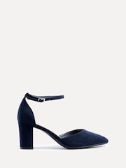 Linzi Blue Wide Fit Davina Wide Fit Closed Back Court Block Shoes - Image 2 of 5