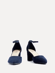 Linzi Blue Wide Fit Davina Wide Fit Closed Back Court Block Shoes - Image 3 of 5