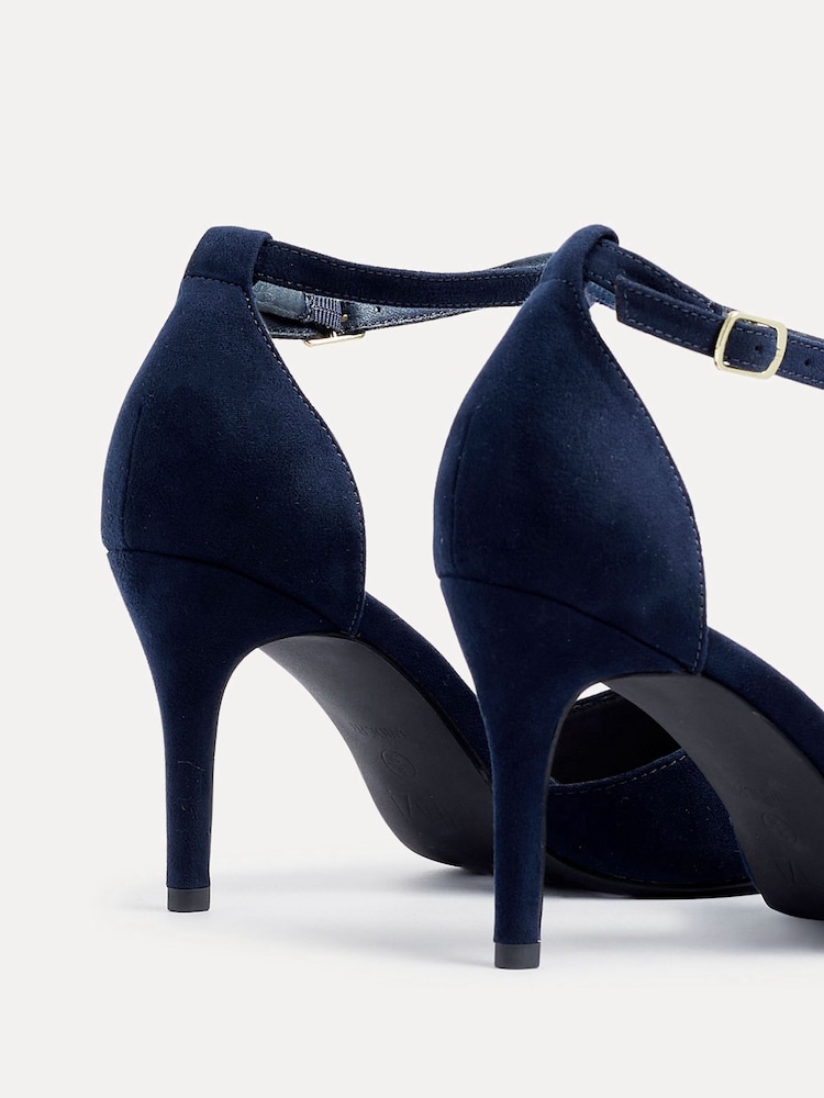 Linzi Blue Wide Fit Lavora Wide Fit Stiletto Court Shoes With Ankle Strap - Image 5 of 5