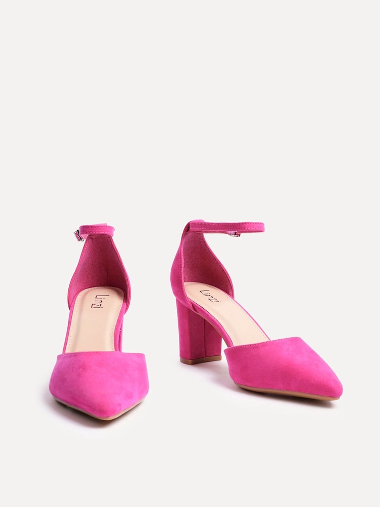 Linzi Pink Leona Closed Back Court Block Heels - Image 3 of 5
