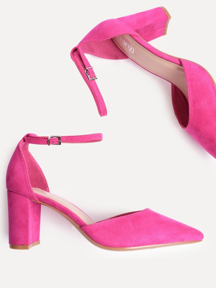 Linzi Pink Leona Closed Back Court Block Heels - Image 4 of 5