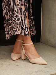 Linzi Nude Wide Fit Lori Wide Fit Pointed Toe Court Shoes - Image 1 of 5