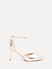 Linzi Gold Thea Closed Back Stiletto Court Heels With Ankle Strap - Image 2 of 5