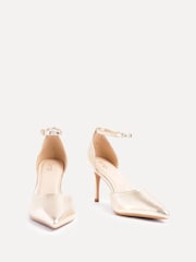 Linzi Gold Thea Closed Back Stiletto Court Heels With Ankle Strap - Image 3 of 5