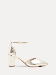 Linzi Gold Wide Fit Davina Wide Fit Closed Back Court Block Shoes - Image 2 of 5