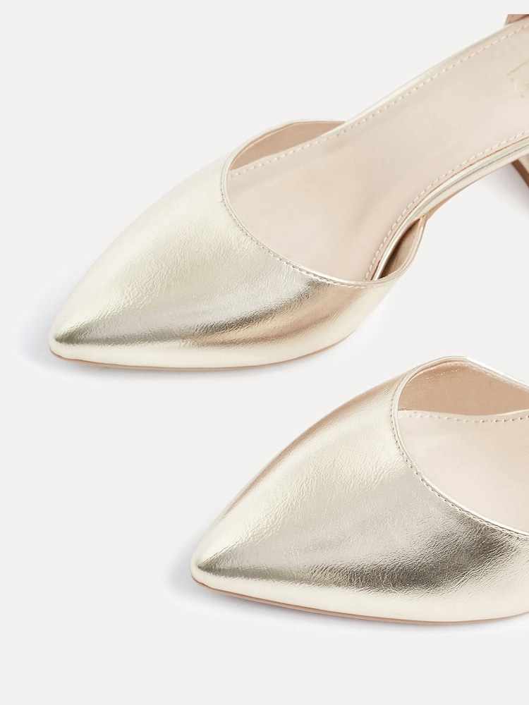 Linzi Gold Wide Fit Davina Wide Fit Closed Back Court Block Shoes - Image 5 of 5