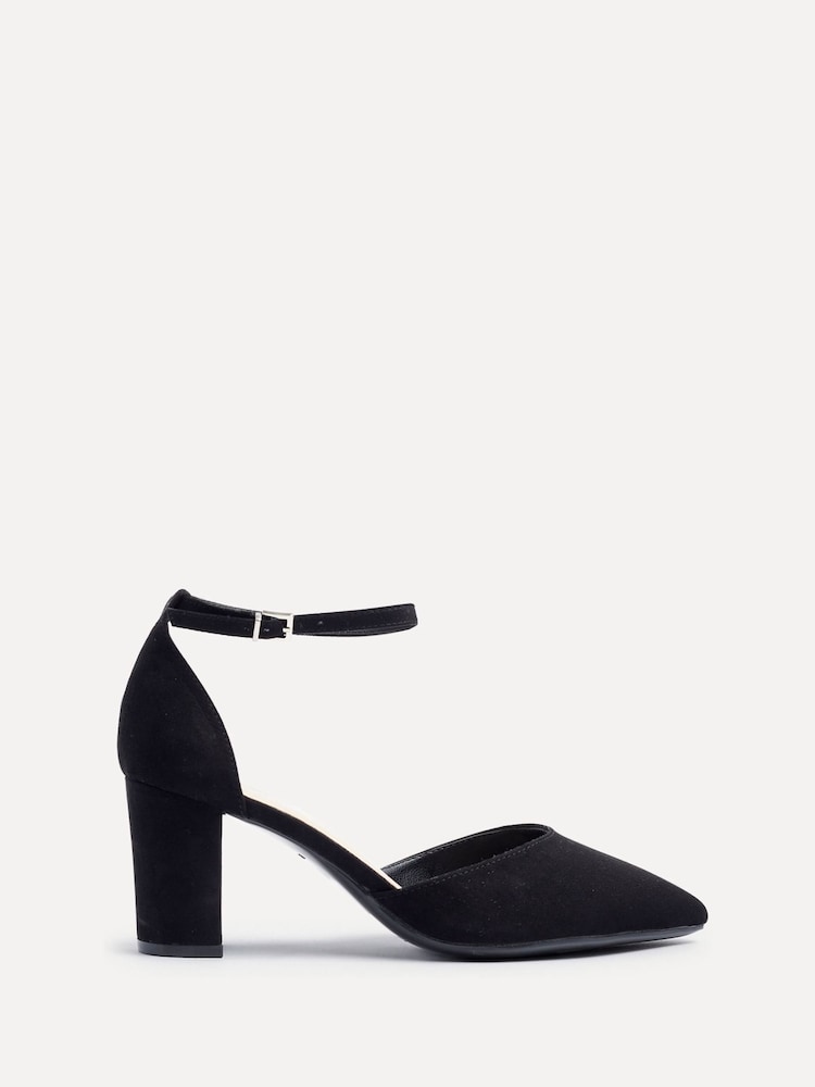 Linzi Black Wide Fit Davina Wide Fit Closed Back Court Block Shoes - Image 2 of 5