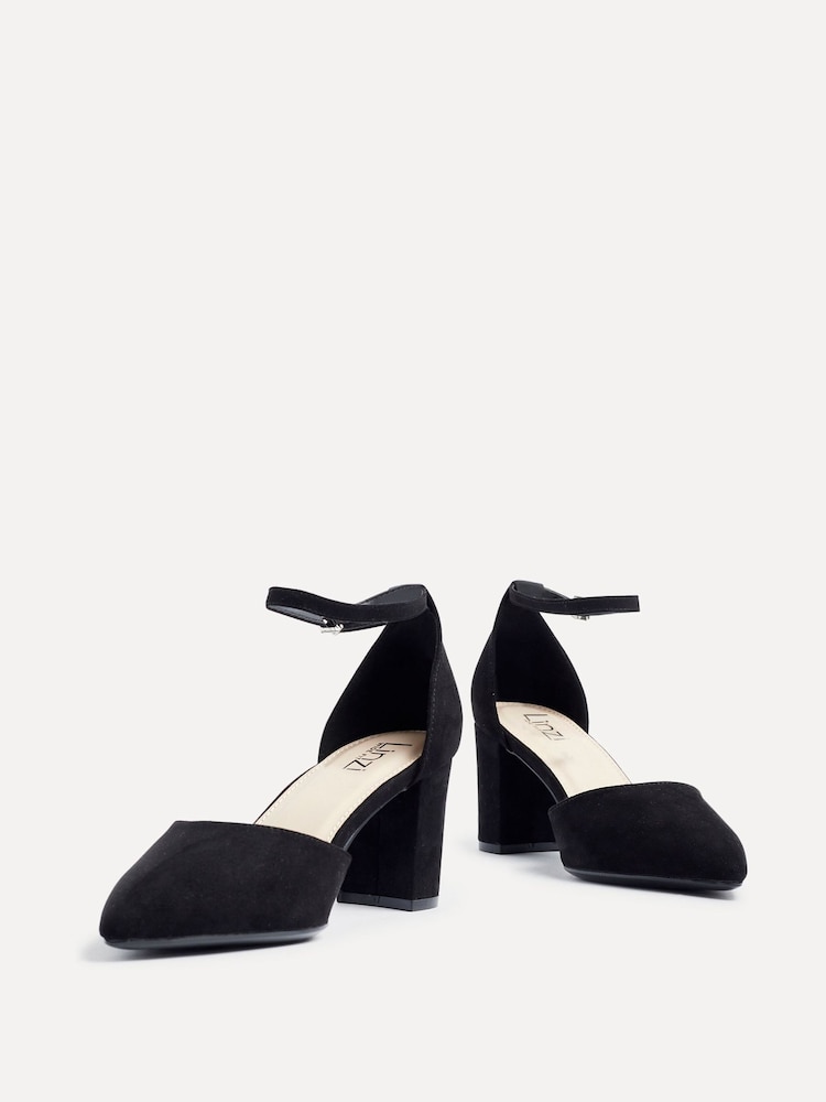 Linzi Black Wide Fit Davina Wide Fit Closed Back Court Block Shoes - Image 5 of 5
