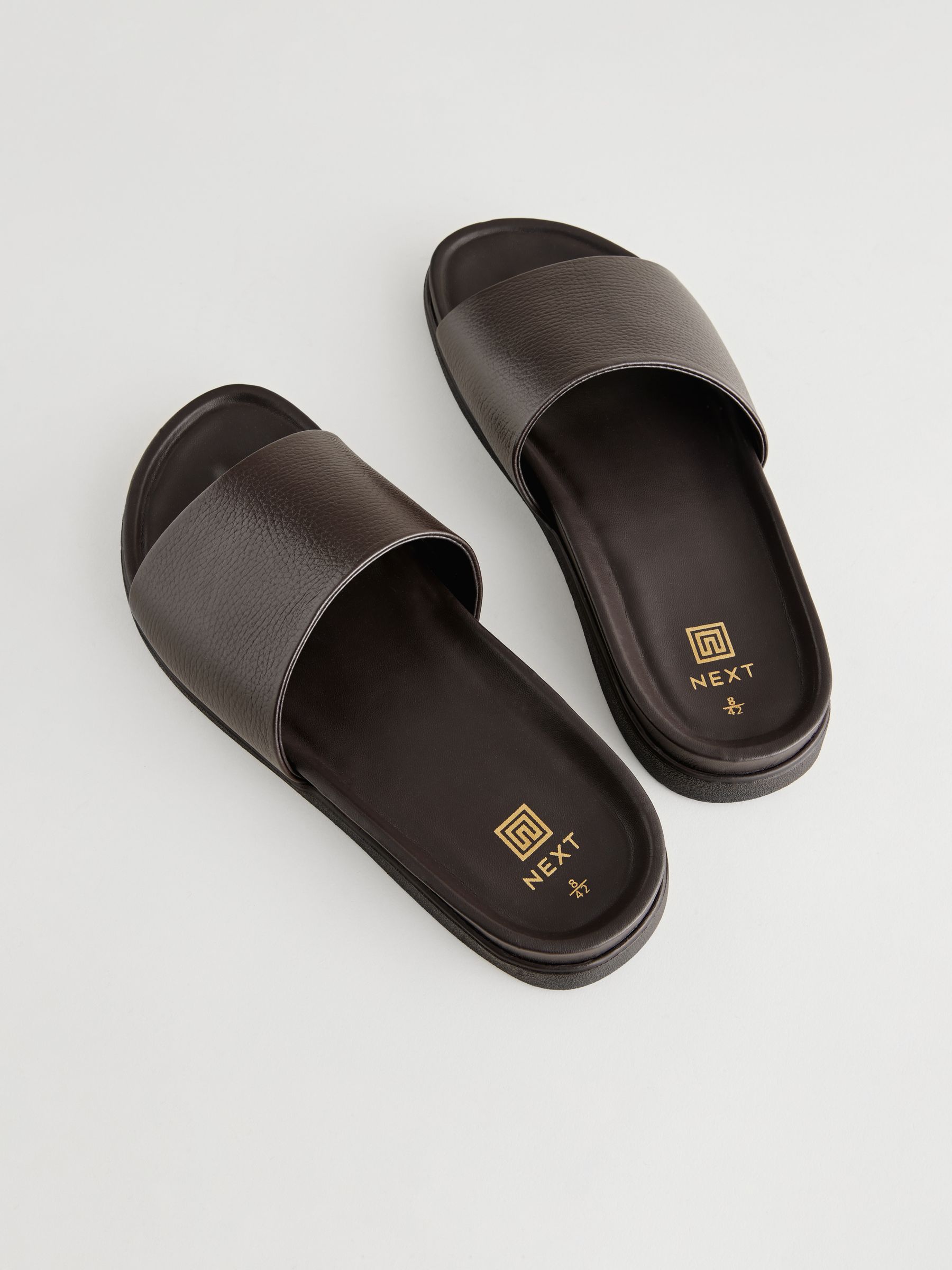 Sliders Mens Smart Flip Flops Uk Buy Brown Leather Sliders From The Next UK  Online Shop
