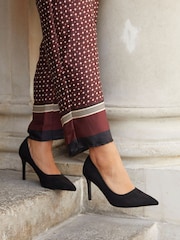 Linzi Black Wide Fit Martina Wide Fit Stiletto Pointed Court Shoes - Image 1 of 6
