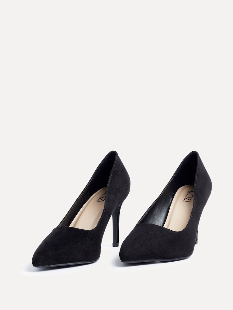 Linzi Black Wide Fit Martina Wide Fit Stiletto Pointed Court Shoes - Image 6 of 6