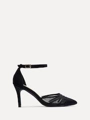 Linzi Black Wide Fit Tianey Wide Fit Court Stiletto Shoes With Mesh Front Detail - Image 3 of 6