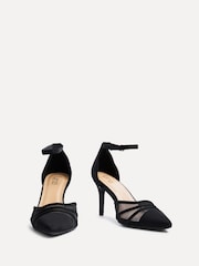 Linzi Black Wide Fit Tianey Wide Fit Court Stiletto Shoes With Mesh Front Detail - Image 4 of 6