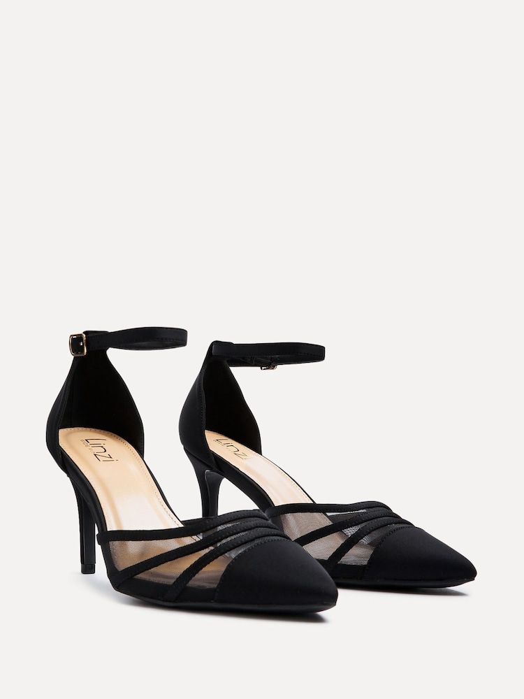 Linzi Black Wide Fit Tianey Wide Fit Court Stiletto Shoes With Mesh Front Detail - Image 5 of 6