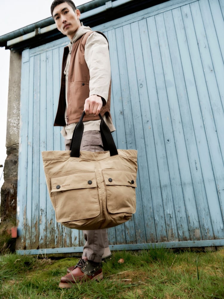 Barbour® Tan Brown Transport 3 Way Tote Backback 100% Cotton Bag - Image 1 of 3