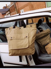 Barbour® Tan Brown Transport 3 Way Tote Backback 100% Cotton Bag - Image 2 of 3