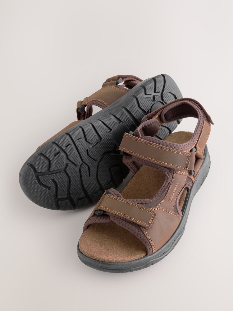 Brown Leather Comfort Sandals - Image 3 of 4