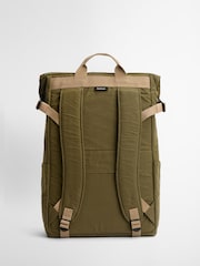Barbour® Khaki Green Transport Foldover Backpack 100% Cotton Bag - Image 2 of 6