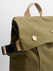 Barbour® Khaki Green Transport Foldover Backpack 100% Cotton Bag - Image 3 of 6