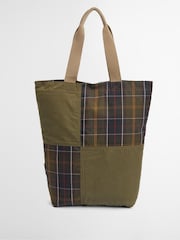 Barbour® Khaki Green Transport Patchwork Tote 100% Cotton Bag - Image 2 of 6