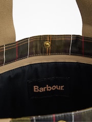 Barbour® Khaki Green Transport Patchwork Tote 100% Cotton Bag - Image 4 of 6