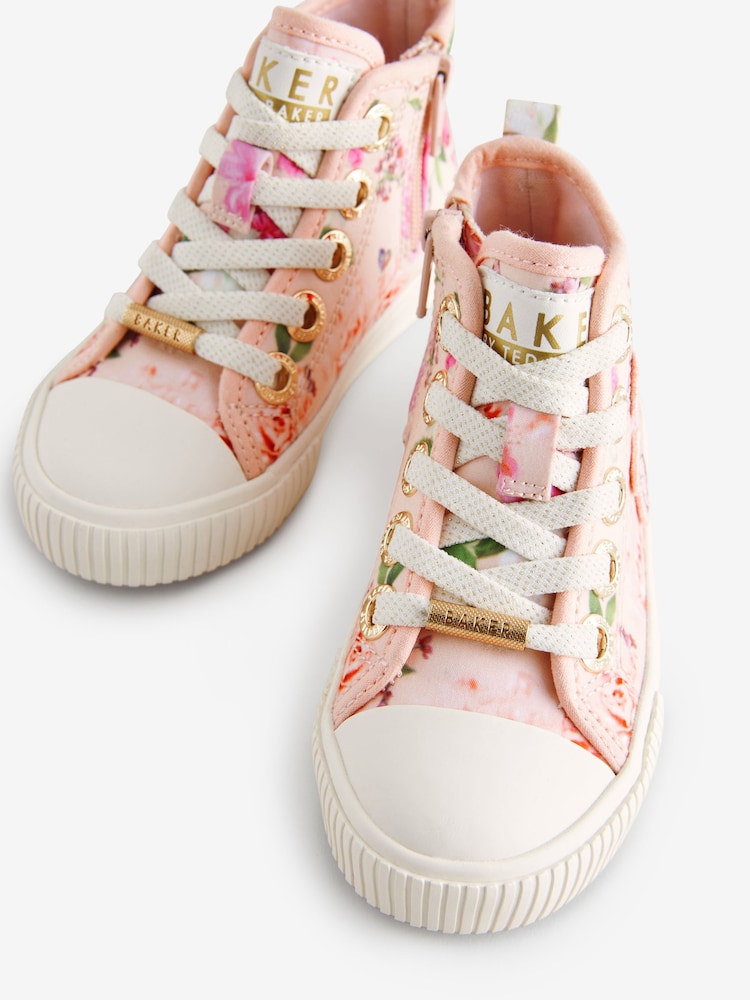 Baker by Ted Baker Girls Pink Butterfly Canvas High Top Trainers - Image 3 of 5