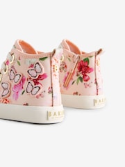 Baker by Ted Baker Girls Pink Butterfly Canvas High Top Trainers - Image 5 of 5