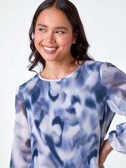 Roman Grey Abstract Pleated Frill Detail Top - Image 4 of 5