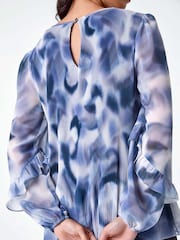 Roman Grey Abstract Pleated Frill Detail Top - Image 5 of 5