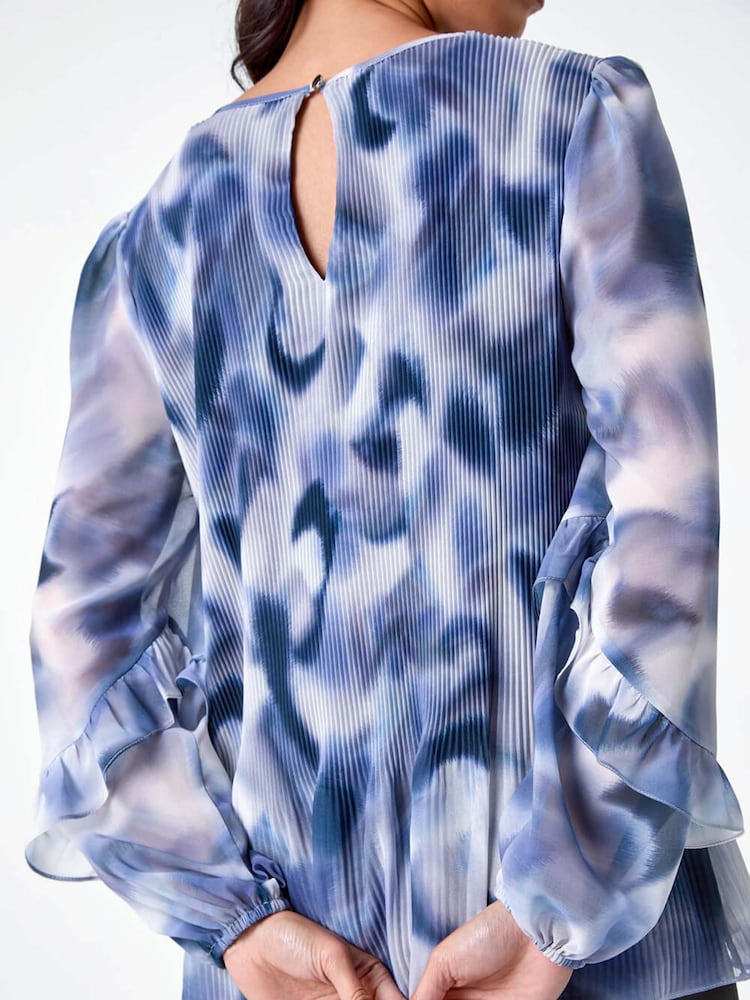 Roman Grey Abstract Pleated Frill Detail Top - Image 5 of 5