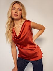 Another Sunday Satin Sleeveless Cowl Cami Top - Image 6 of 7