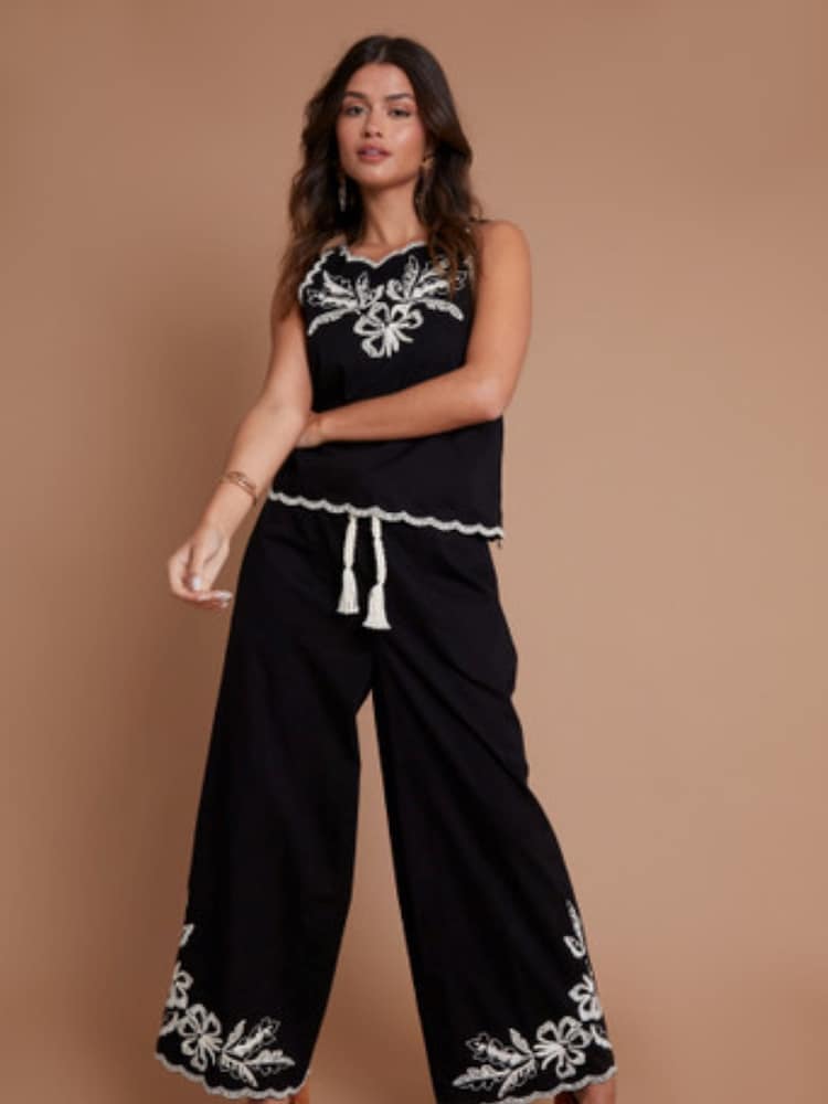 Another Sunday Sleeveless Embroidered Black Top - Image 2 of 3