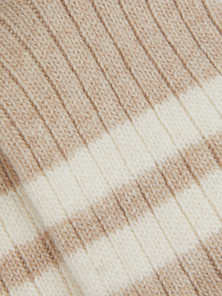 Reiss Oatmeal Carina Wool Blend Ribbed Crew Socks - Image 2 of 2